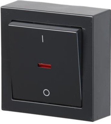 Выключатель 1-клавишный ABB IMPRESSIVO с подсветкой, открытый монтаж, антрацит, 2TKA00001841 в Череповце