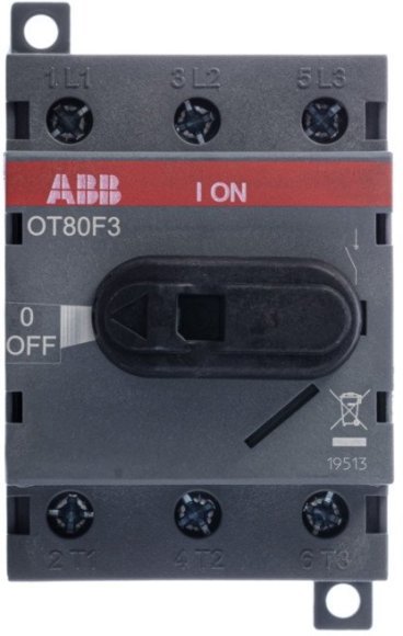 Рубильник OT80F3 до 80А 3х-полюсный для установки на DIN-рейку или монтажную плату (с резерв. ручкой), 1SCA105798R1001 в Череповце Рубильник OT80F3 до 80А 3х-полюсный для установки на DIN-рейку или монтажную плату (с резерв. ручкой), 1SCA105798R1001 в Череповце