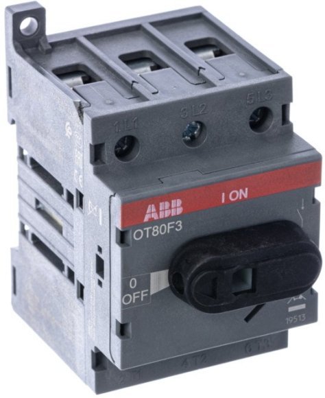 Рубильник OT80F3 до 80А 3х-полюсный для установки на DIN-рейку или монтажную плату (с резерв. ручкой), 1SCA105798R1001 в Череповце Рубильник OT80F3 до 80А 3х-полюсный для установки на DIN-рейку или монтажную плату (с резерв. ручкой), 1SCA105798R1001 в Череповце
