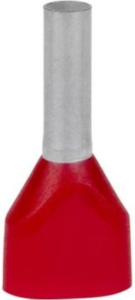 Наконечник каб. 2FER1508P-G, медь лужен./полипропилен, втулка, двойной, красный, 2x1.5мм2, 16мм, 500 шт. в пачке, 7TCA301140R0341