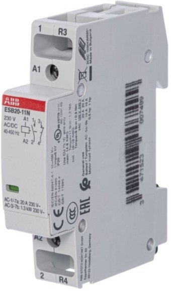 Модульный контактор ABB ESB20 1НО+1НЗ 20А 230В AC/DC, 1SBE121111R0611 в Череповце