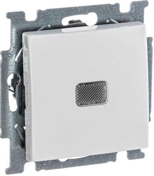Выключатель 1-клавишный ABB BASIC55 с подсветкой, скрытый монтаж, альпийский белый, 2CKA001012A2153 в Череповце